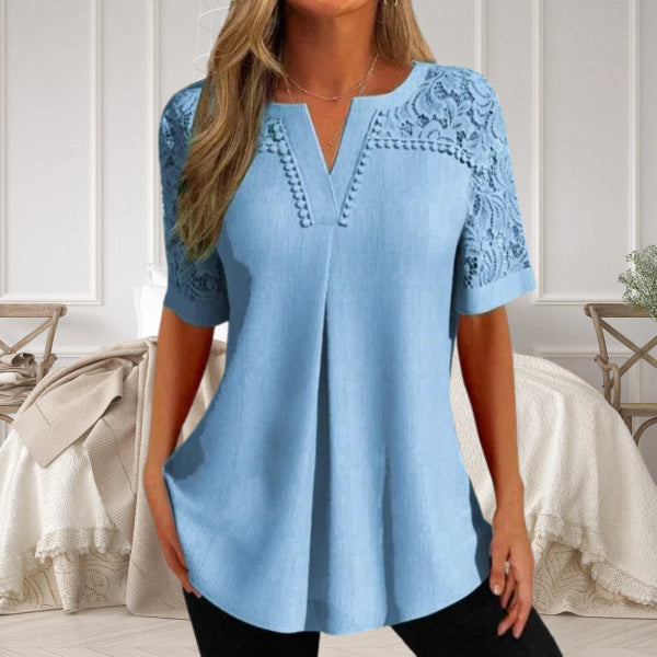Michaela | Women's Lace Sleeve V-Neck Blouse