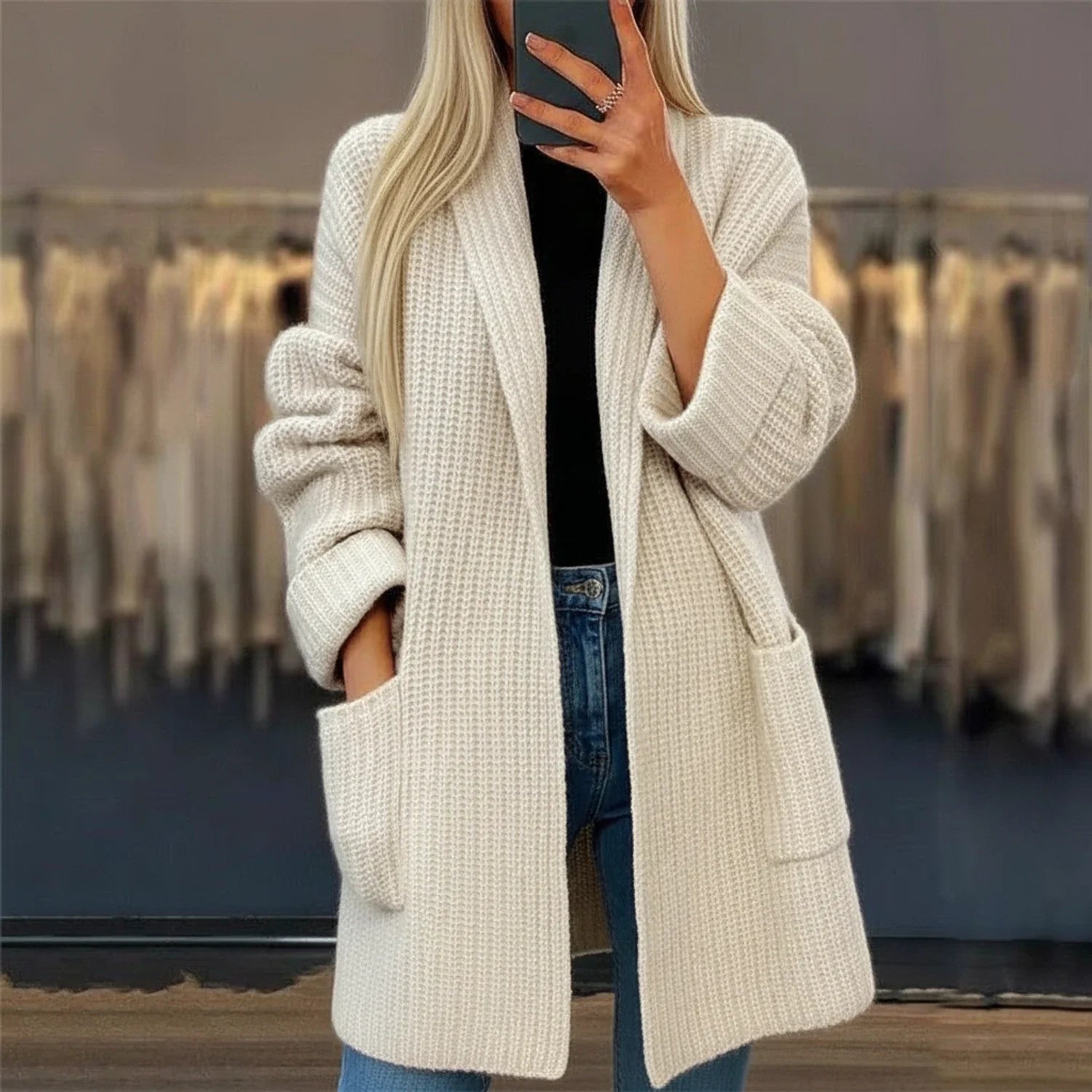 Open Front Oversized Cardigan for Women