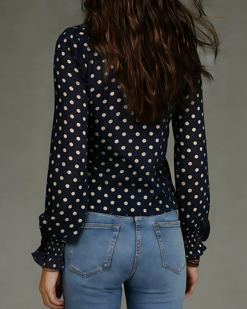 Penny | Women's Ruffle Polka Dot Blouse
