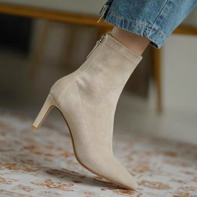 Pointed Toe Suede Style Ankle Boots for Women