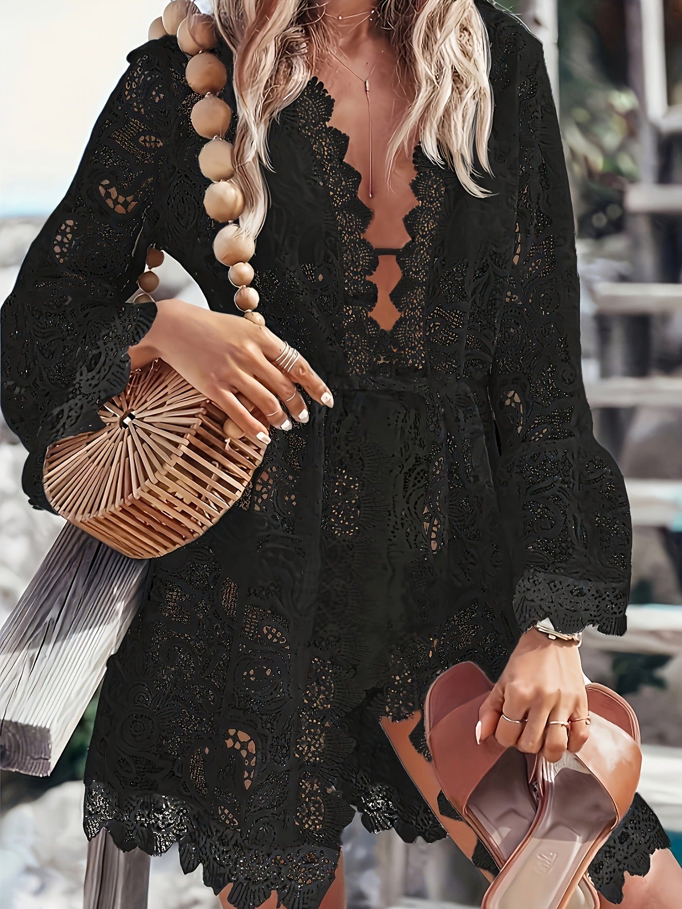 Raegan | Women's V-Neck Lace Mini Dress