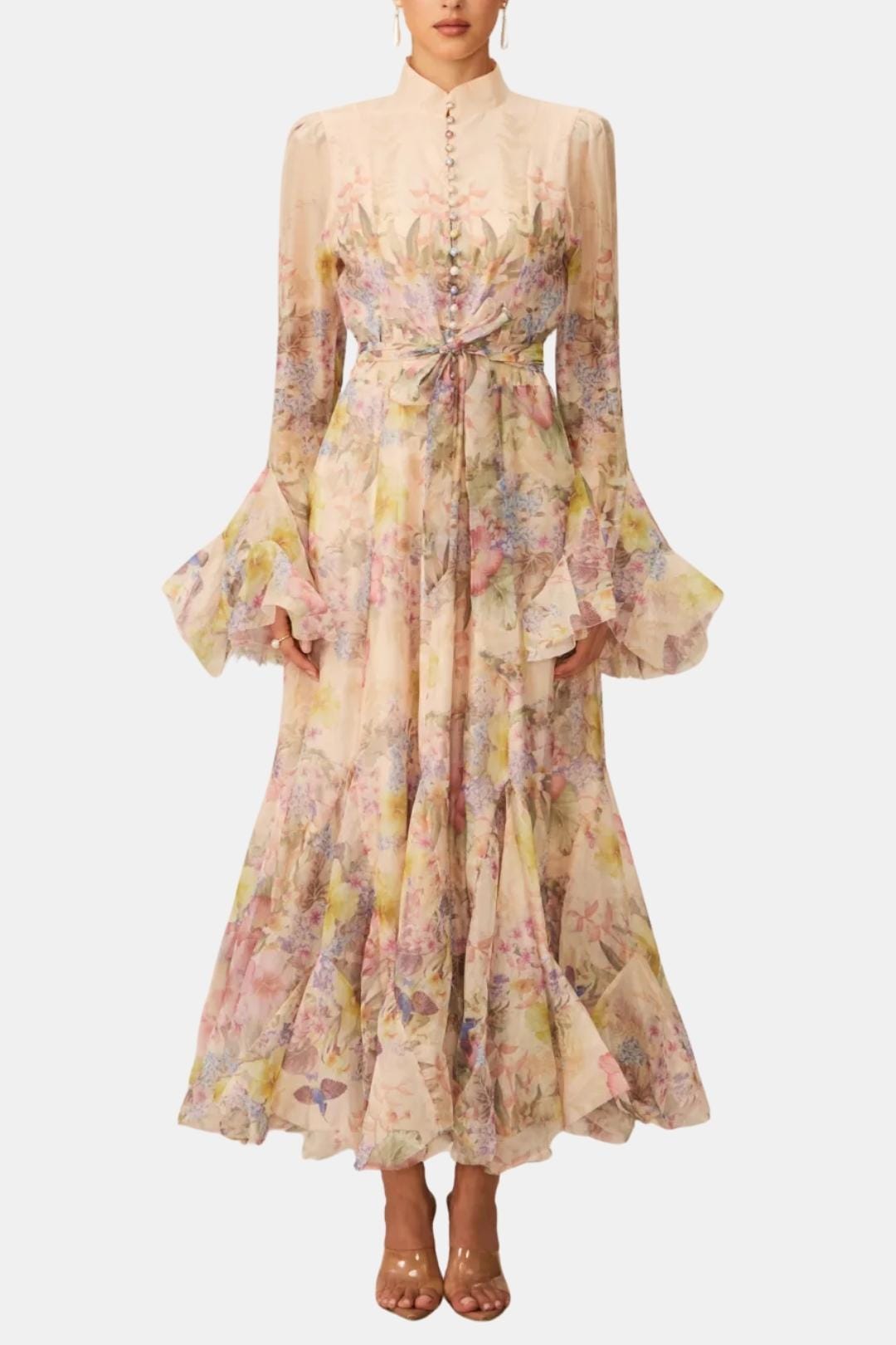 Reba | Women's Ruffle Sleeve Maxi Dress