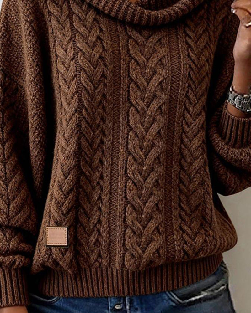 Renee | Women's Cowl Neck Cable Knit Sweater