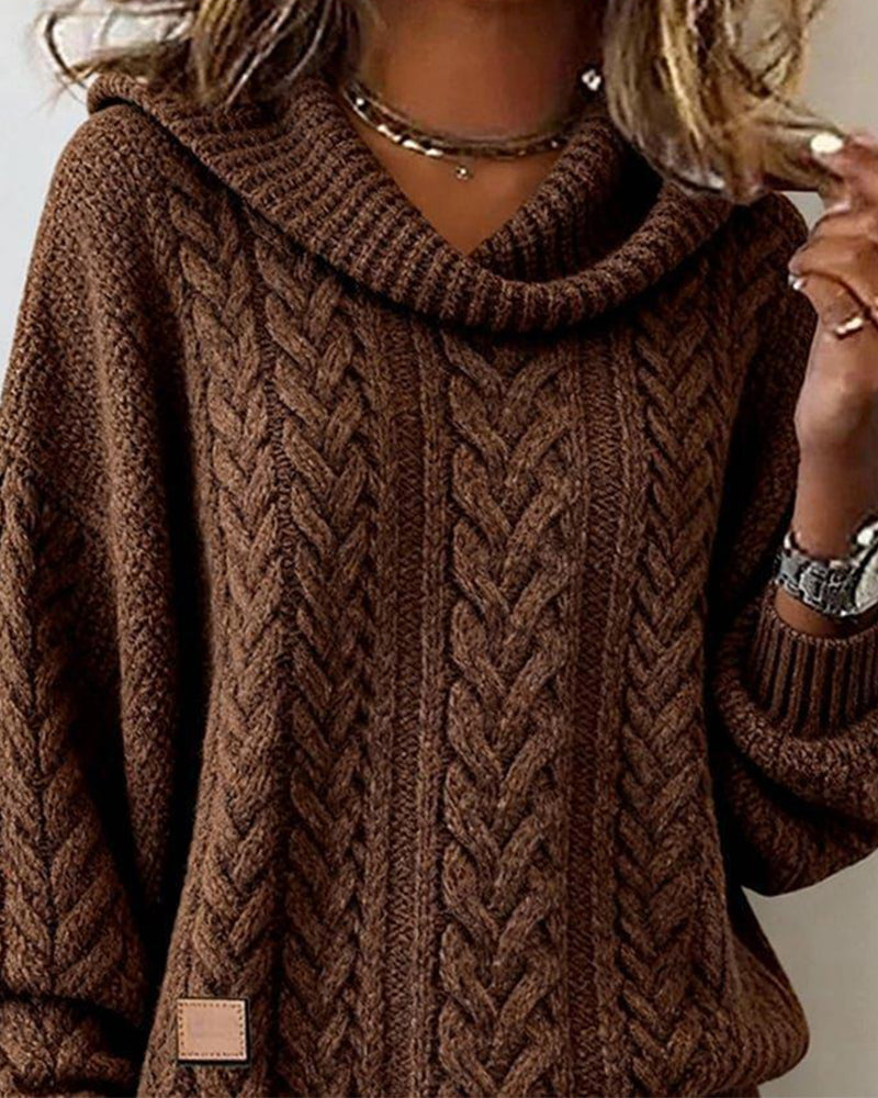 Renee | Women's Cowl Neck Cable Knit Sweater