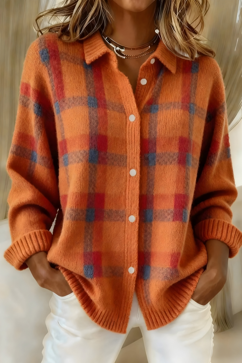 Rita | Women's Plaid Button-Down Cardigan