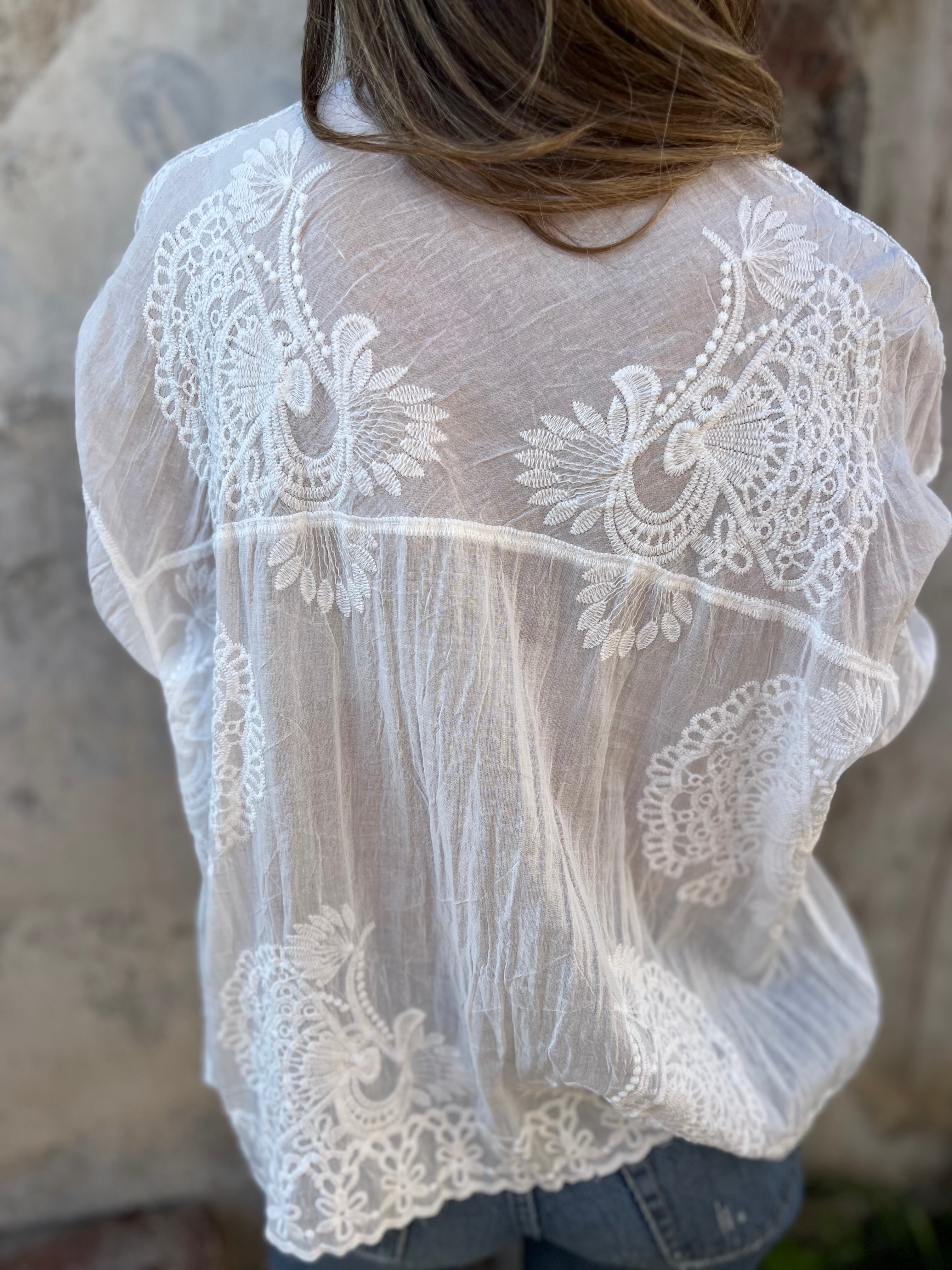 Rochelle | Women's Lace Button-Down Blouse