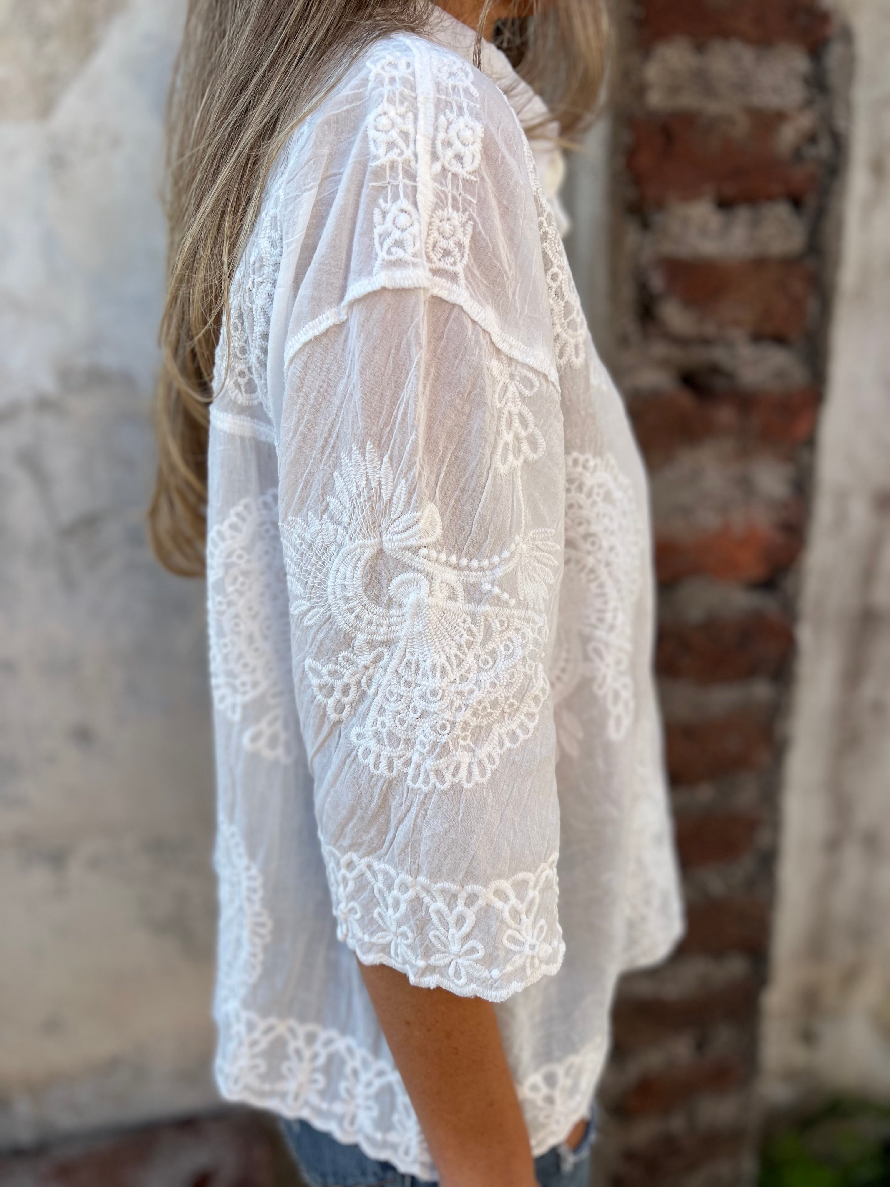 Rochelle | Women's Lace Button-Down Blouse