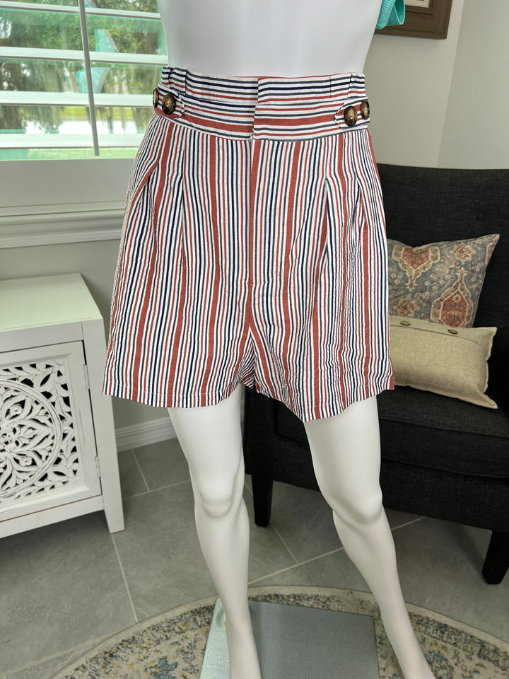 Paper Bag Striped Shorts