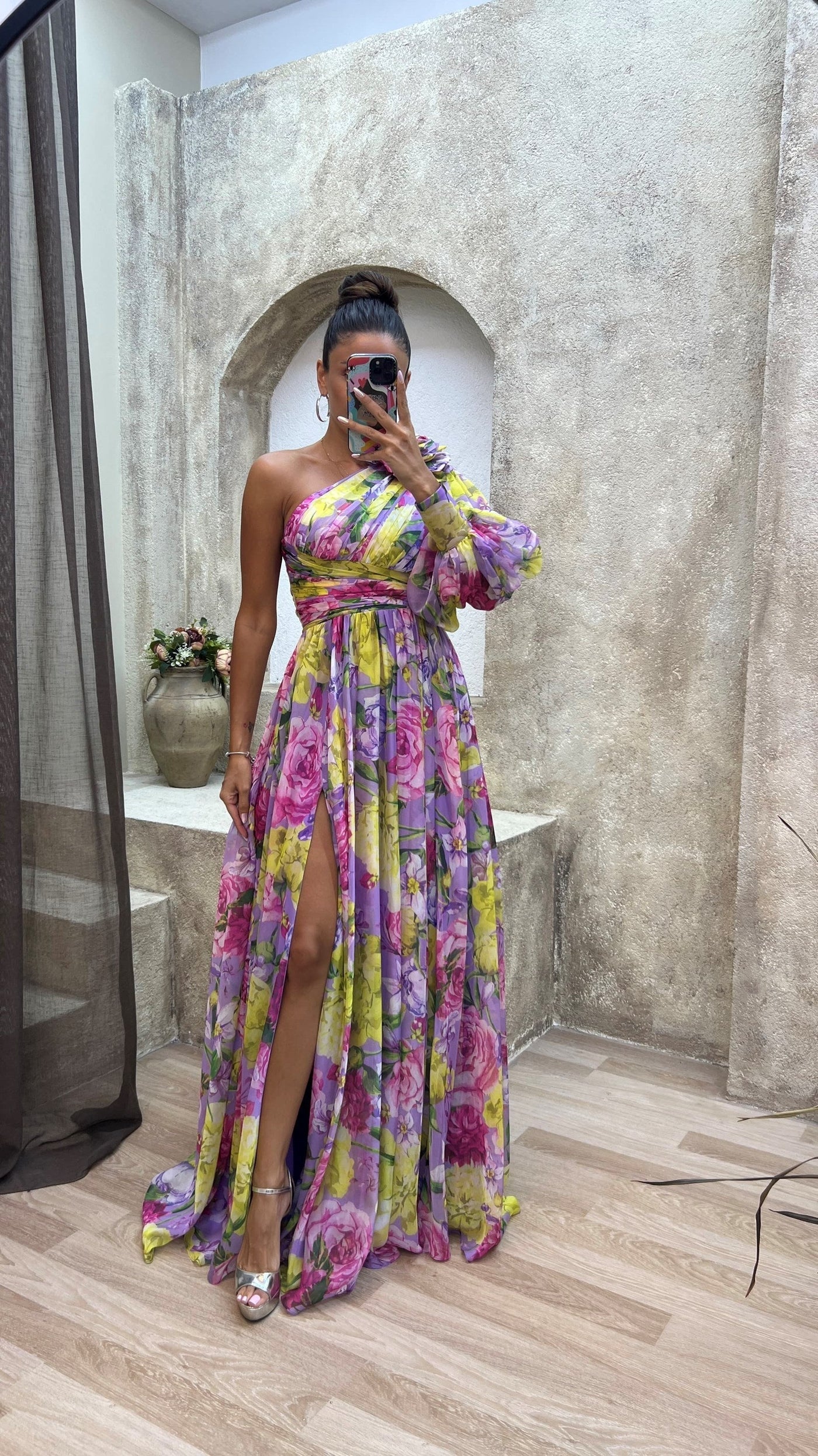 Sabrina | Women's One Shoulder Floral Maxi Dress