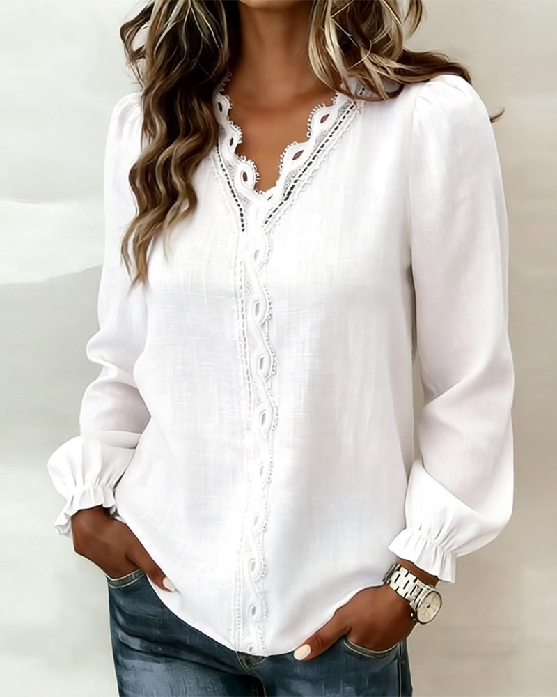 Samantha | Women's Long Sleeve V-Neck Blouse