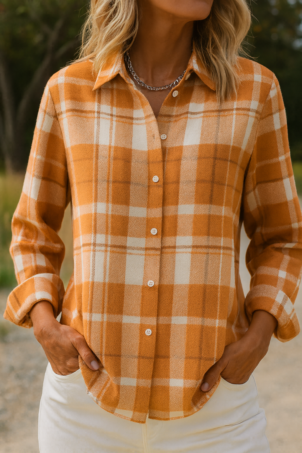 Sara | Women's Plaid Button-Up Blouse