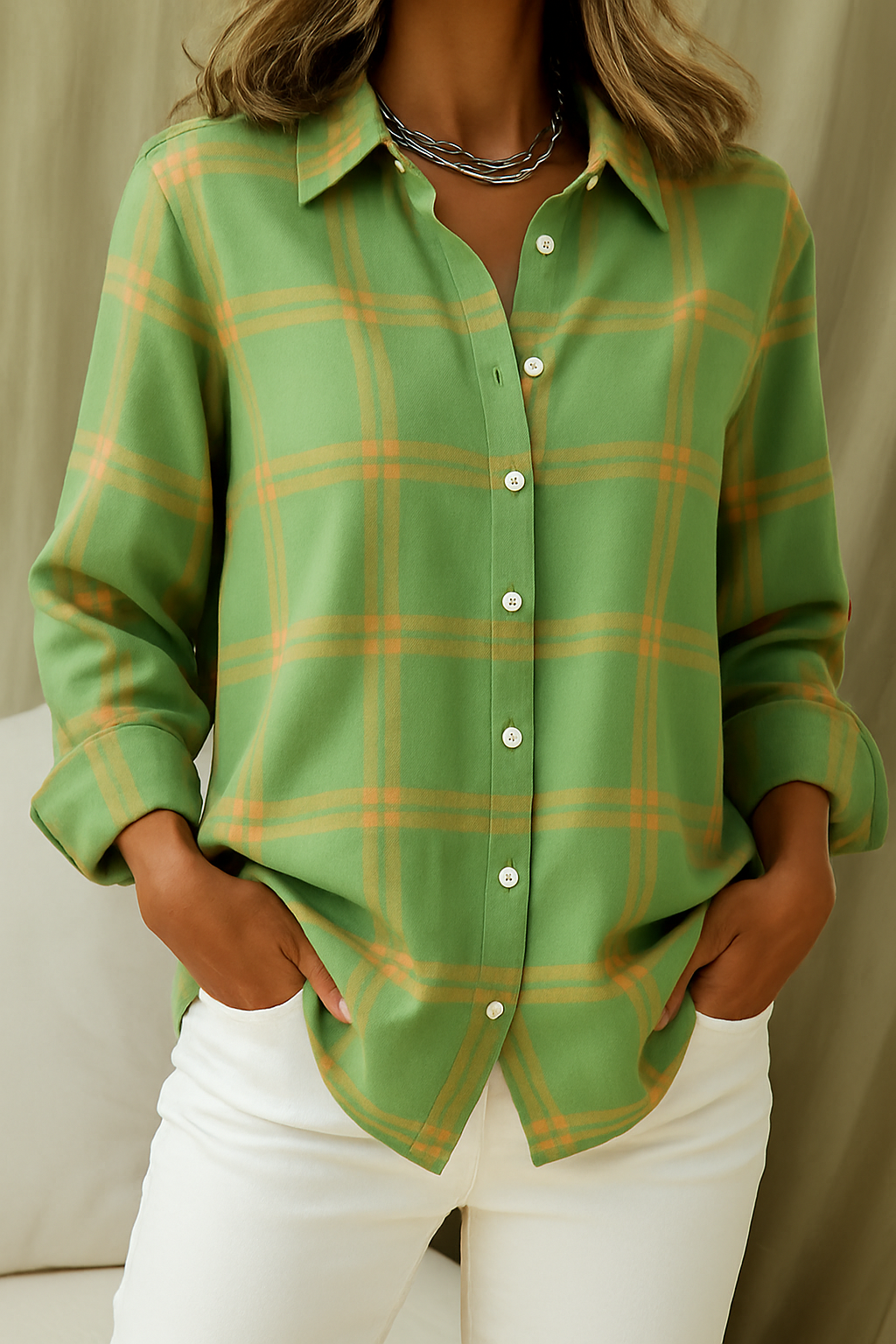 Sara | Women's Plaid Button-Up Blouse