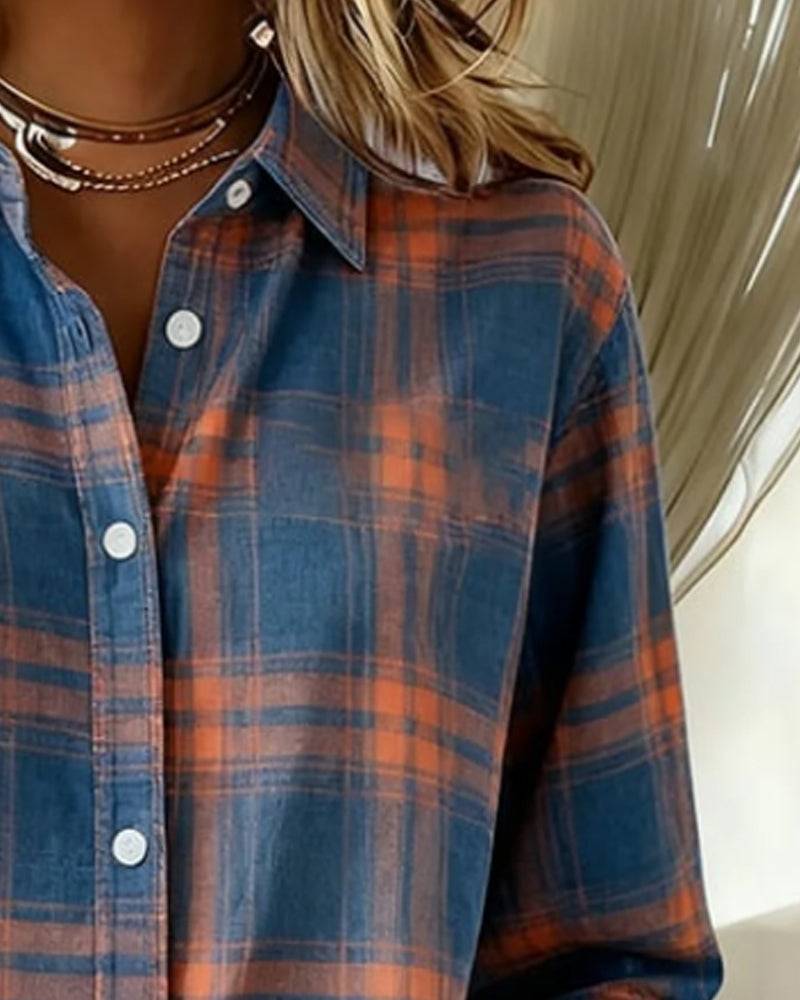 Sara | Women's Plaid Button-Up Blouse