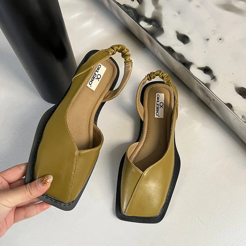 Serena | Women's Square Toe Slingback Flats Sandals