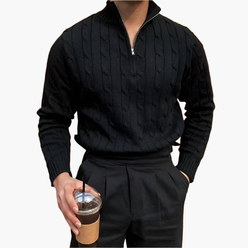 Shane | Men's Quarter Zip Ribbed Sweater