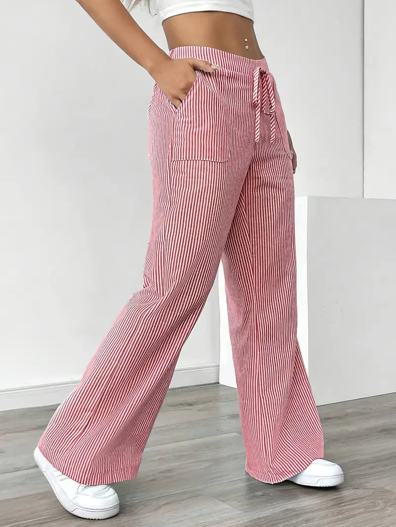 Sheila | Women's High-Waisted Striped Drawstring Pants