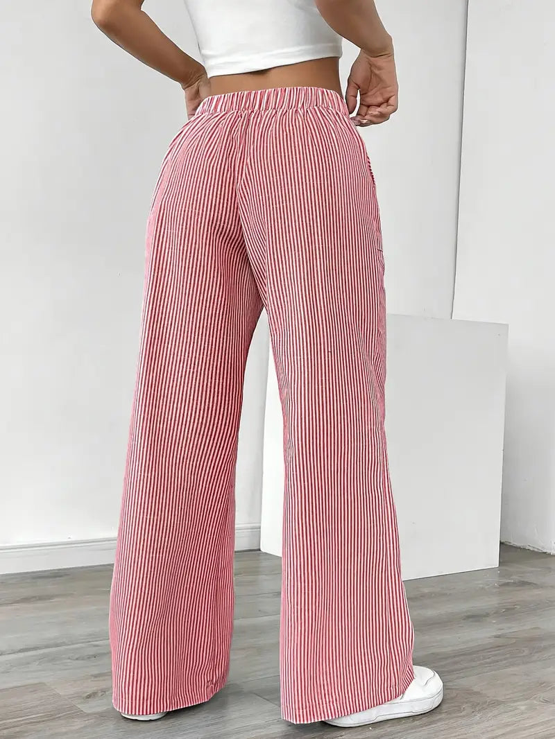 Sheila | Women's High-Waisted Striped Drawstring Pants
