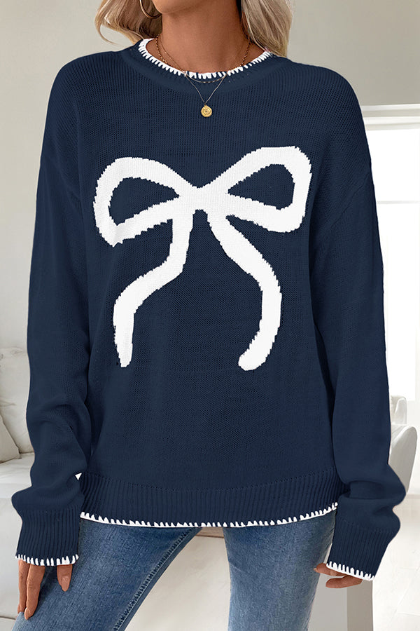 Susan | Women's Bow Crew Neck Long Sleeve Sweater