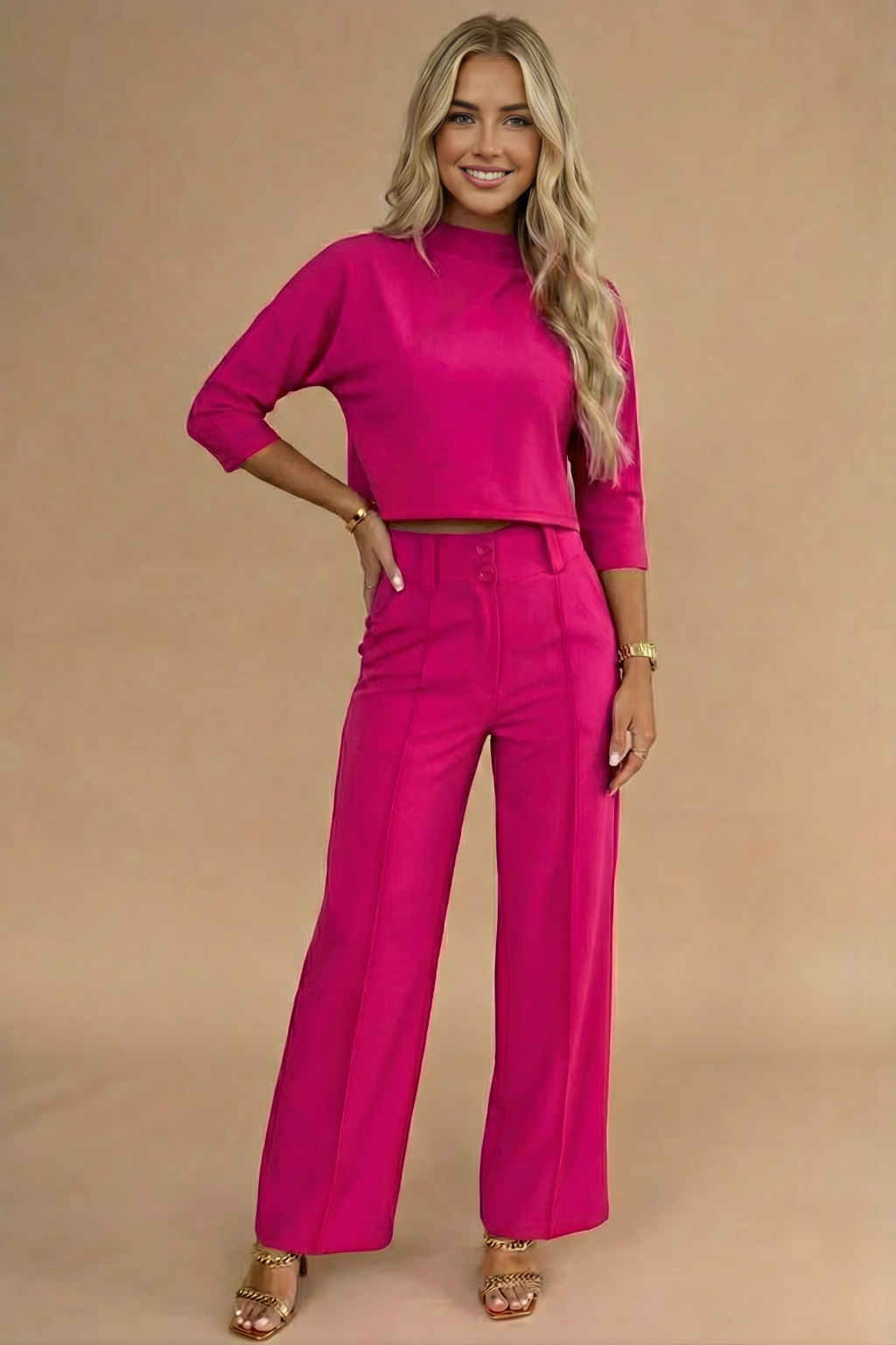 Susan | Women's Cropped Two-Piece Pant Set