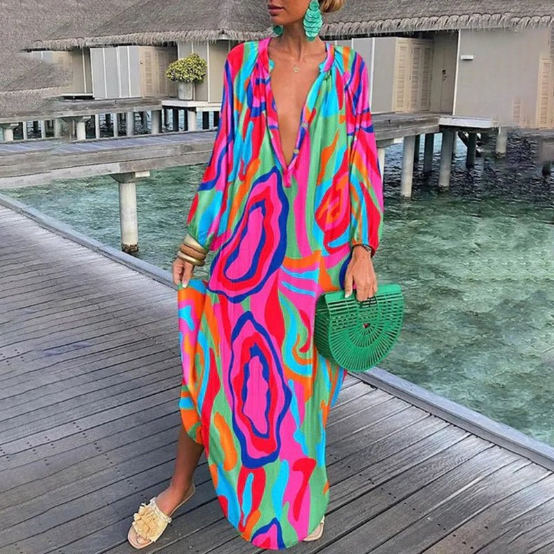 Trinity | Women's V-Neck Long Sleeve Maxi Dress