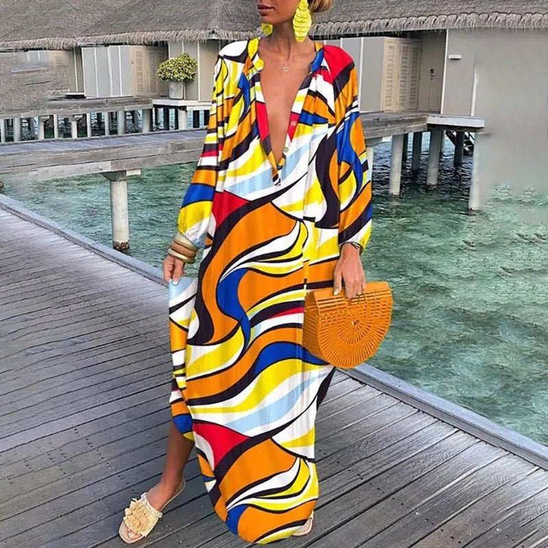 Trinity | Women's V-Neck Long Sleeve Maxi Dress