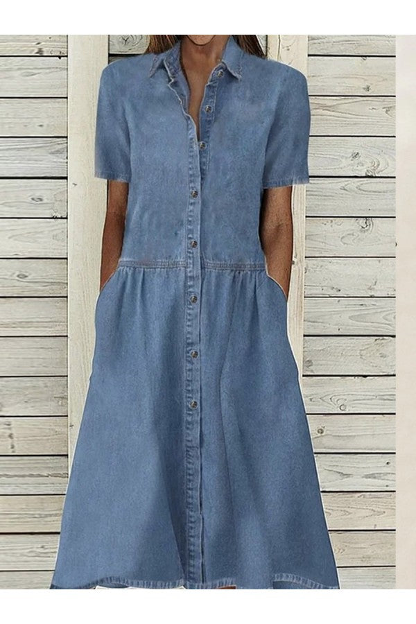 Vicki | Women's Button-Down Denim Midi Dress