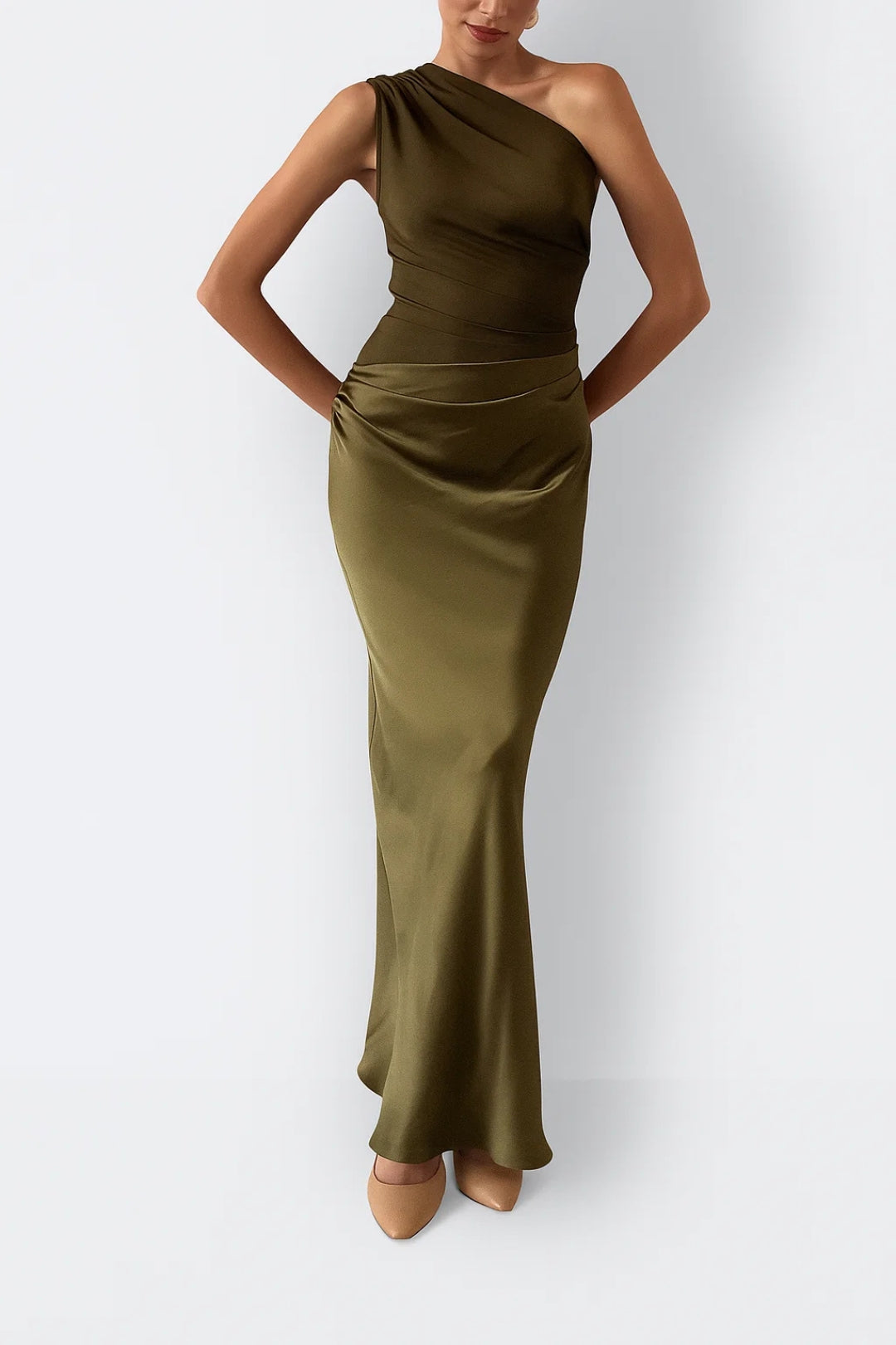 Zara | Women's One Shoulder Fitted Maxi Dress
