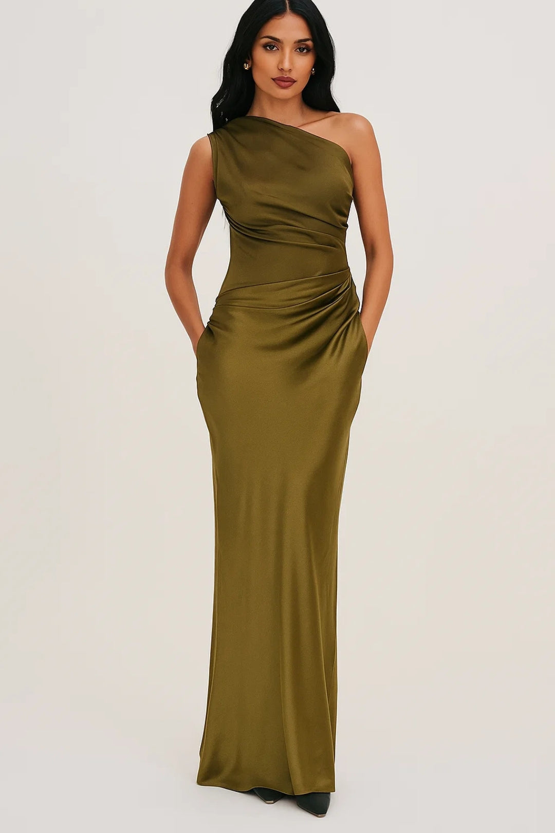 Zara | Women's One Shoulder Fitted Maxi Dress