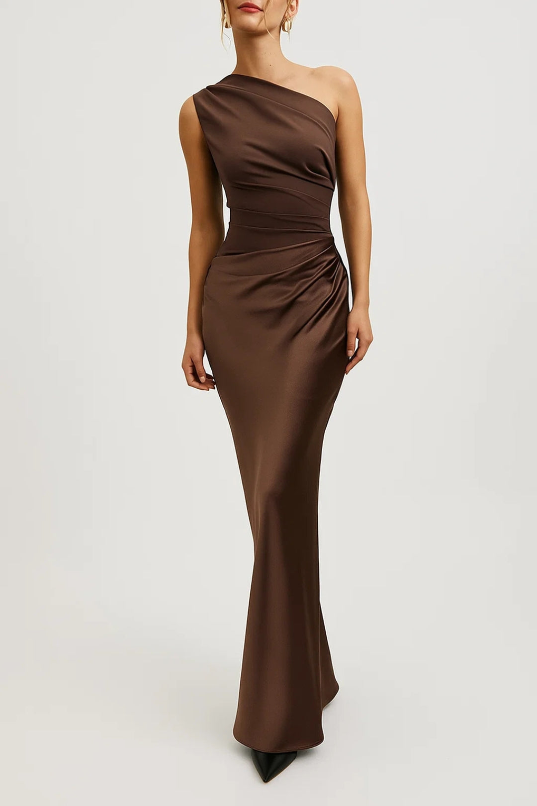 Zara | Women's One Shoulder Fitted Maxi Dress